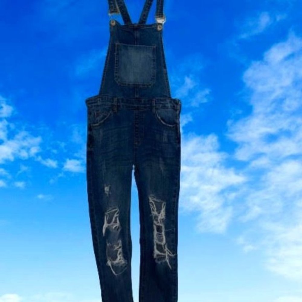 Papaya Distressed Jean Overalls